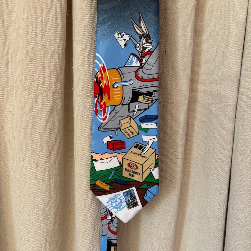 Looney Tunes Bugs Bunny Stamp Collection Novelty Tie 1997 USPS Vintage 90s